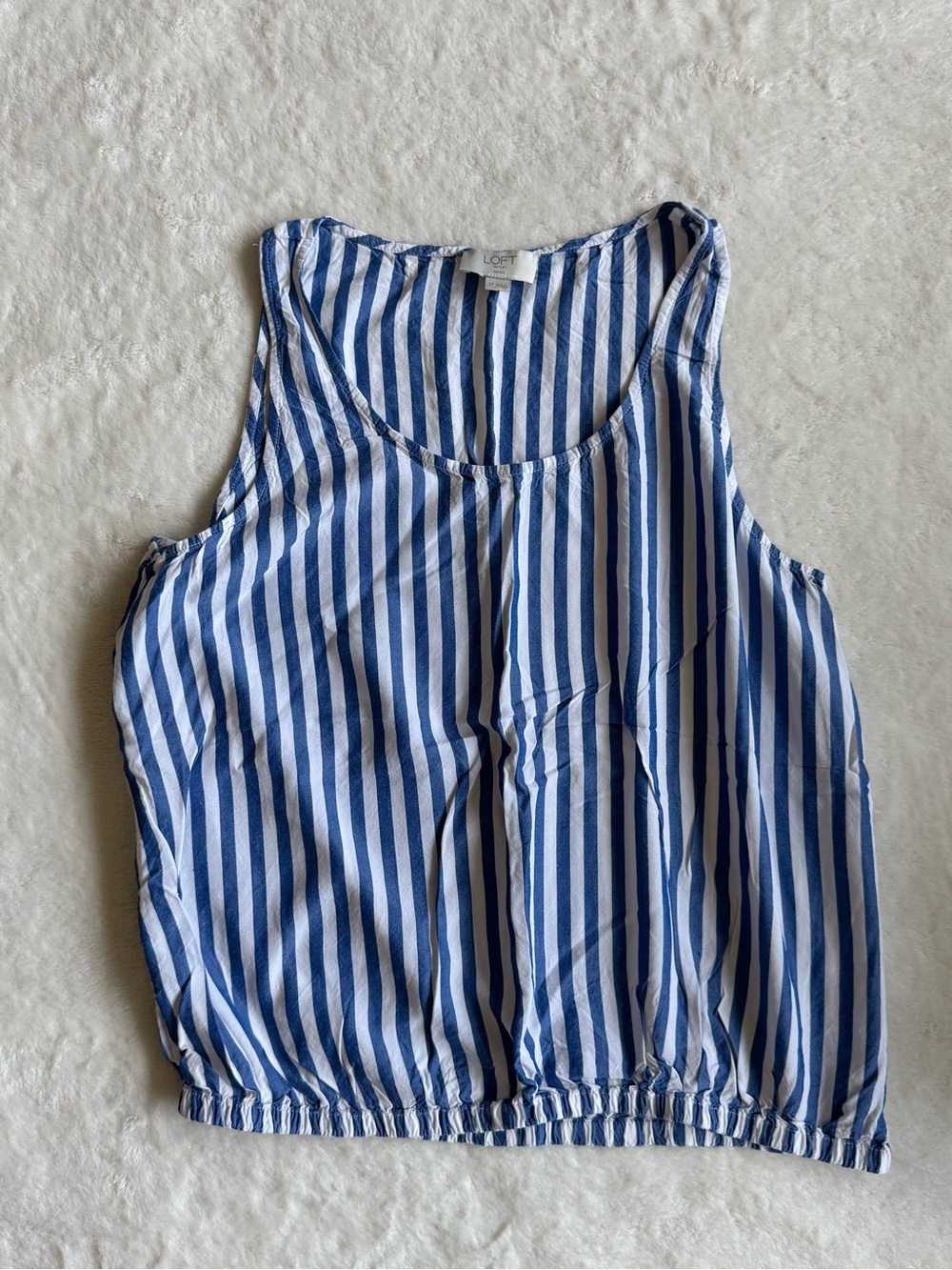 LOFT Petite Blue White Striped Tank Top Blouse Large Petite